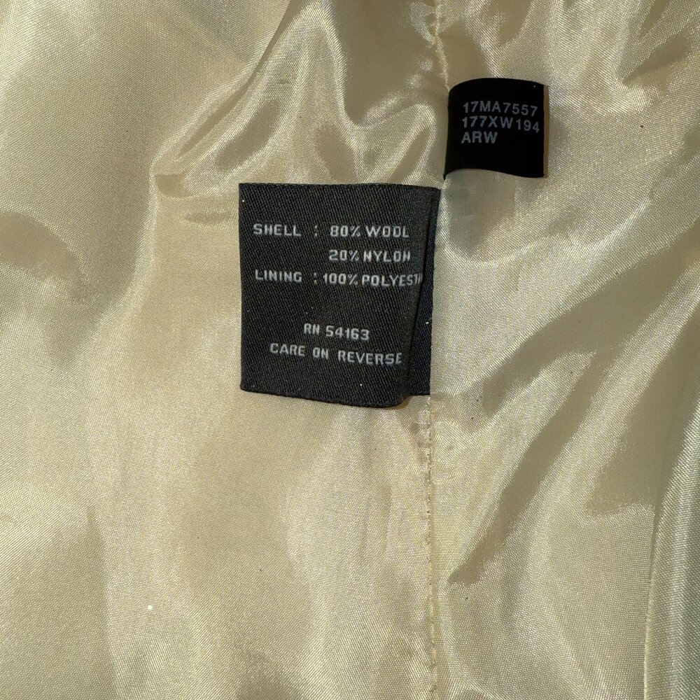 Kenneth Cole Winter Coat Size 16 80%Wool/20% Nylon Ivory Winter White - Picture 7 of 10